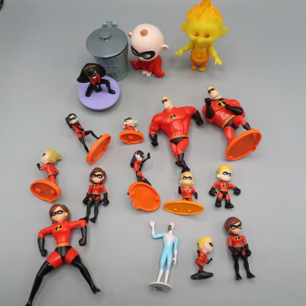 Disney Pixar Mattel The Incredibles figure lot of 17 Cake Topper Family